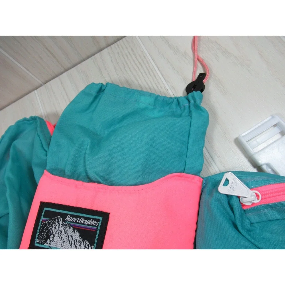 Sport Graphics Fanny Pack Fluorescent Pink-Peach & Teal Blue bum bag vintage